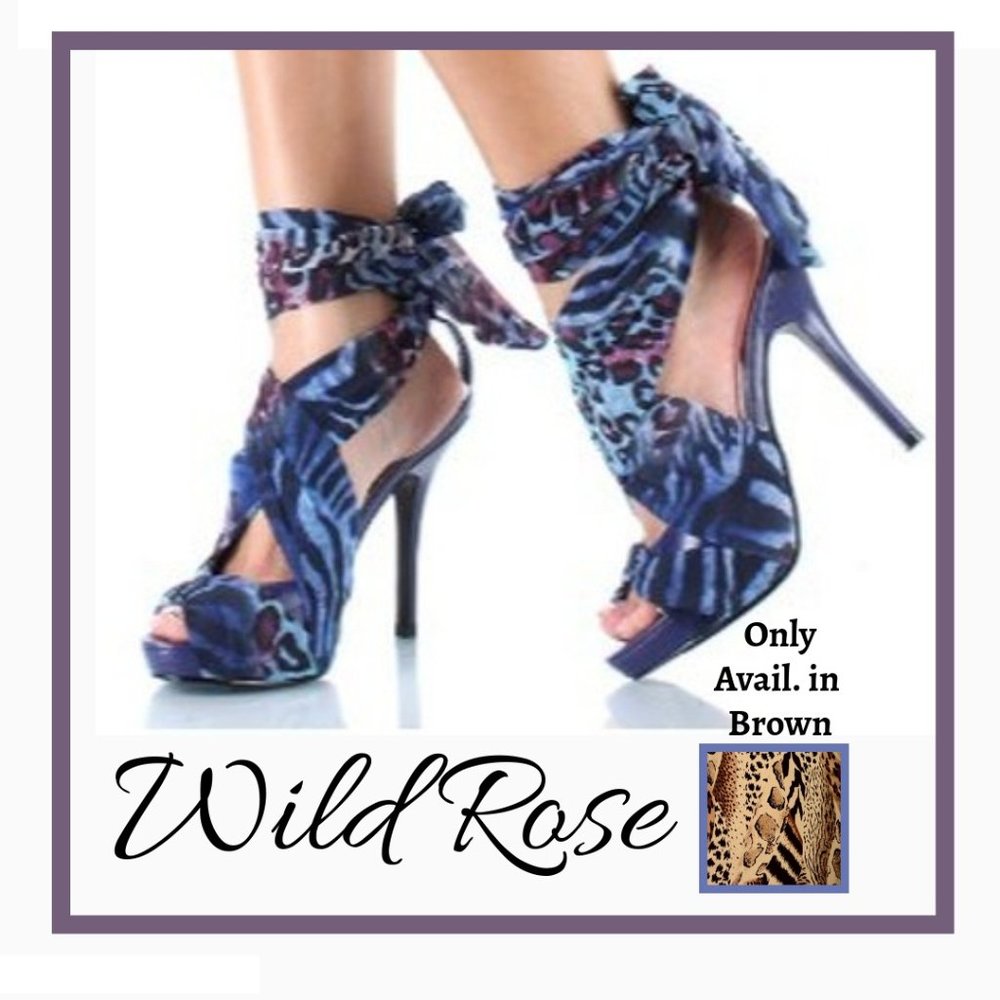 Animal Print Wild Rose LaceUp PeepToeHeel
